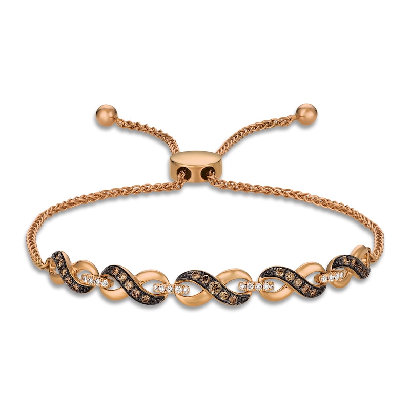 Main Image 1 of Le Vian® 0.40 CT. T.W. Chocolate Diamond® and Nude Diamond™ Infinity Links Bolo Bracelet in 14K Strawberry Gold™