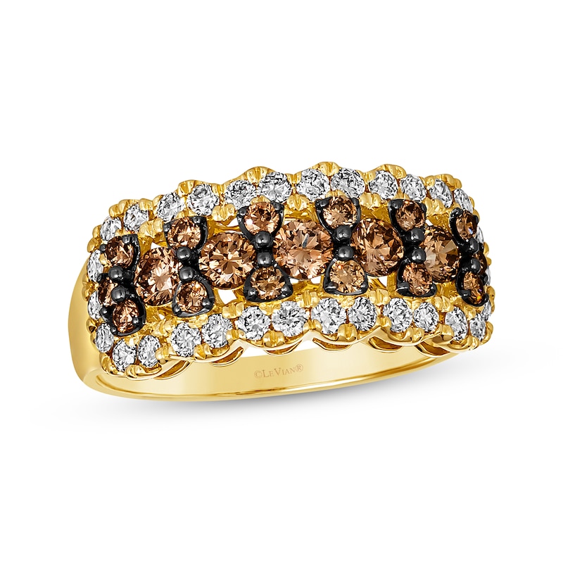 Le Vian® 1.20 CT. T.W. Chocolate Diamond® and Nude Diamond™ Scallop Edge Ring in 14K Honey Gold™|Peoples Jewellers