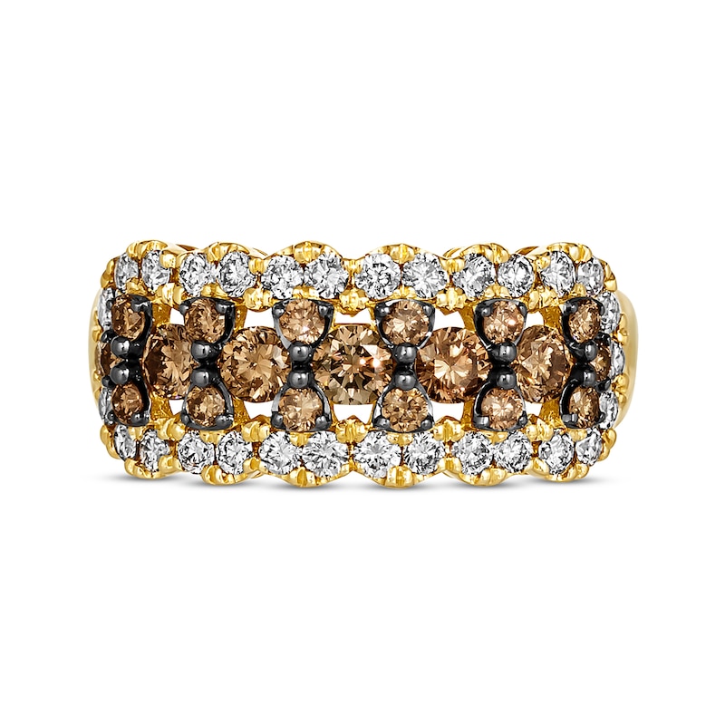 Main Image 4 of Le Vian® 1.20 CT. T.W. Chocolate Diamond® and Nude Diamond™ Scallop Edge Ring in 14K Honey Gold™