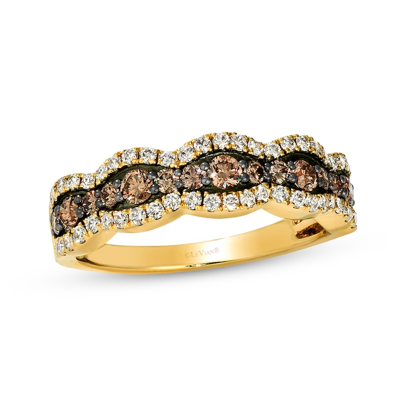 Le Vian® 0.80 CT. T.W. Chocolate Diamond® and Nude Diamond™ Scallop Edge Ring in 14K Honey Gold™|Peoples Jewellers