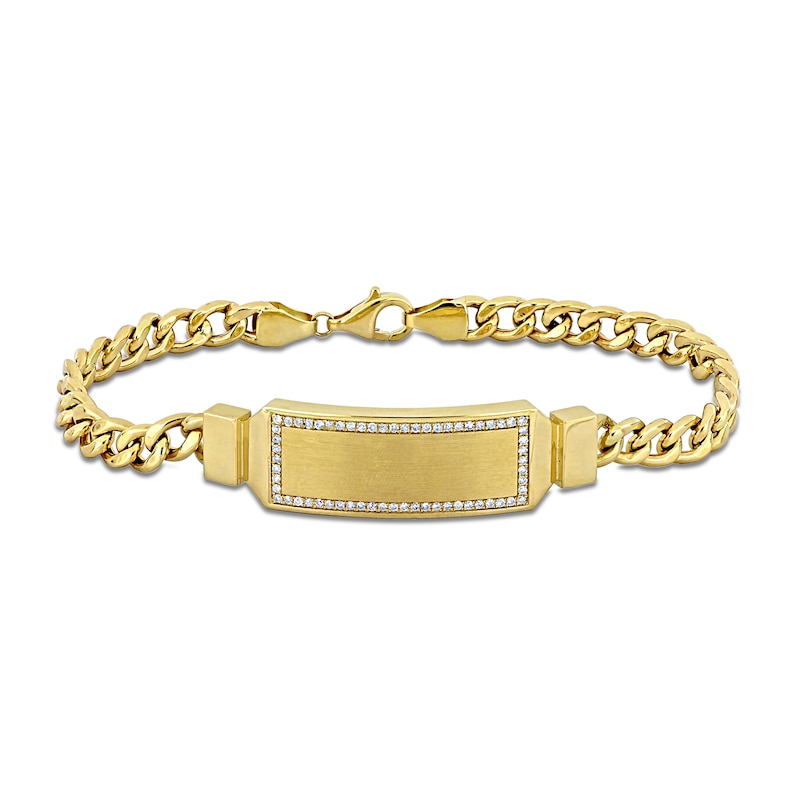 Eternally Bonded Men's 0.31 CT. T.W. Diamond Outline I.D. Curb Chain Bracelet in 14K Two-Tone Gold|Peoples Jewellers