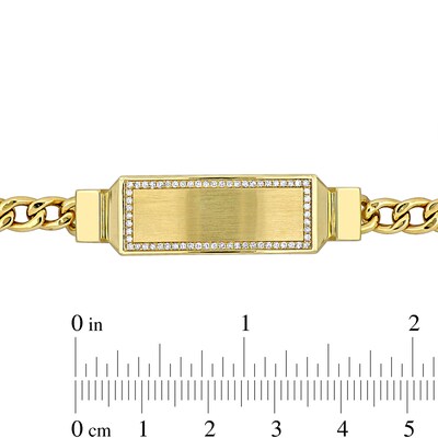 Eternally Bonded Men's 0.31 CT. T.W. Diamond Outline I.D. Curb Chain Bracelet in 14K Two-Tone Gold