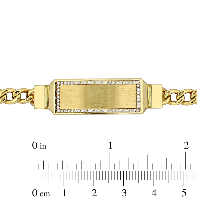 Main Image 2 of Eternally Bonded Men's 0.31 CT. T.W. Diamond Outline I.D. Curb Chain Bracelet in 14K Two-Tone Gold