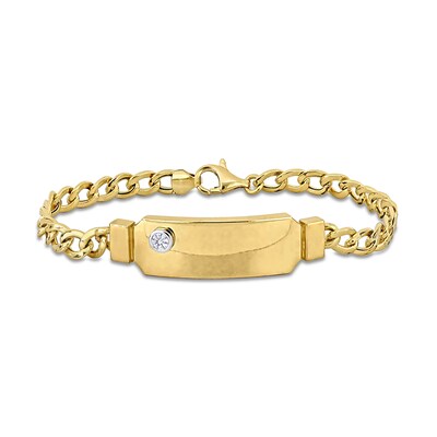 Eternally Bonded Men's 0.20 CT. Diamond Bottle with Cap I.D. Curb Chain Bracelet in 14K Gold