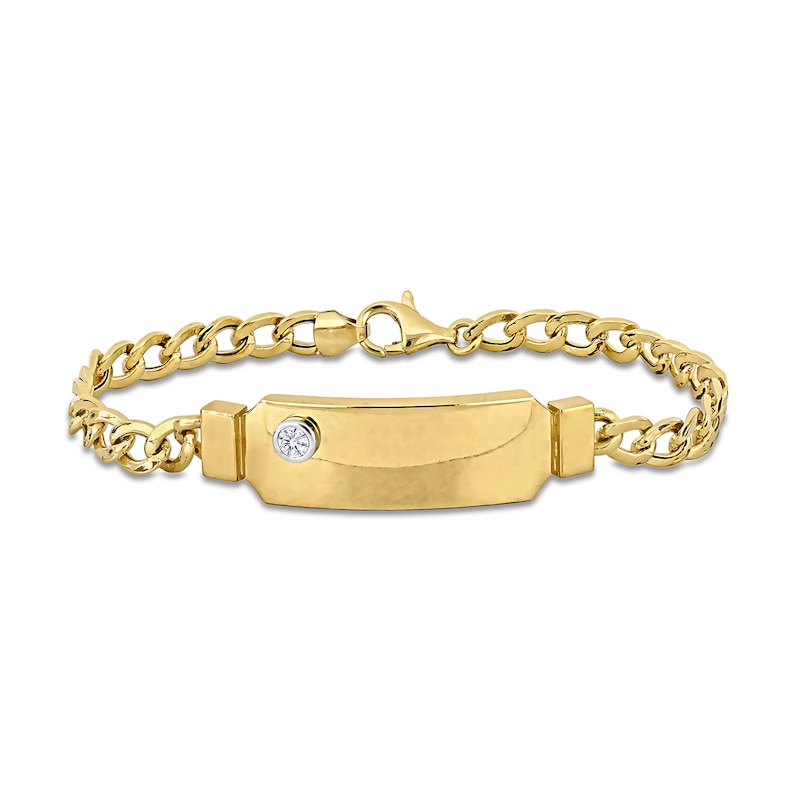 Eternally Bonded Men's 0.20 CT. Diamond Bottle with Cap I.D. Curb Chain Bracelet in 14K Gold|Peoples Jewellers
