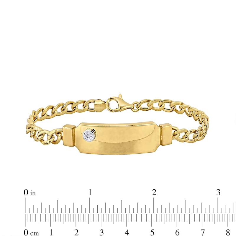 Eternally Bonded Men's 0.20 CT. Diamond Bottle with Cap I.D. Curb Chain Bracelet in 14K Gold|Peoples Jewellers