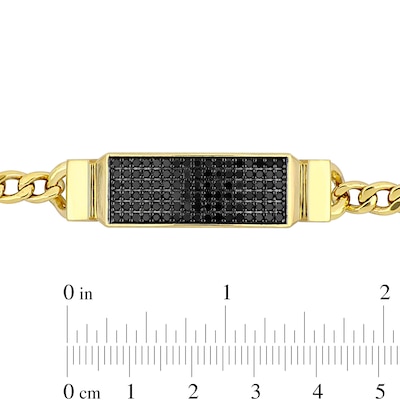 Eternally Bonded Men's 1.63 CT. T.W. Black Diamond I.D. Curb Chain Bracelet in 14K Gold