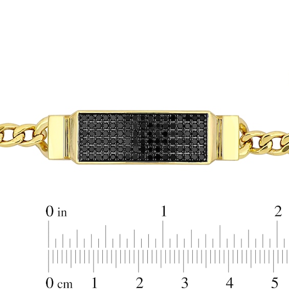 Eternally Bonded Men's 1.63 CT. T.W. Black Diamond I.D. Curb Chain Bracelet in 14K Gold
