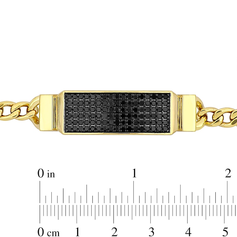Eternally Bonded Men's 1.63 CT. T.W. Black Diamond I.D. Curb Chain Bracelet in 14K Gold