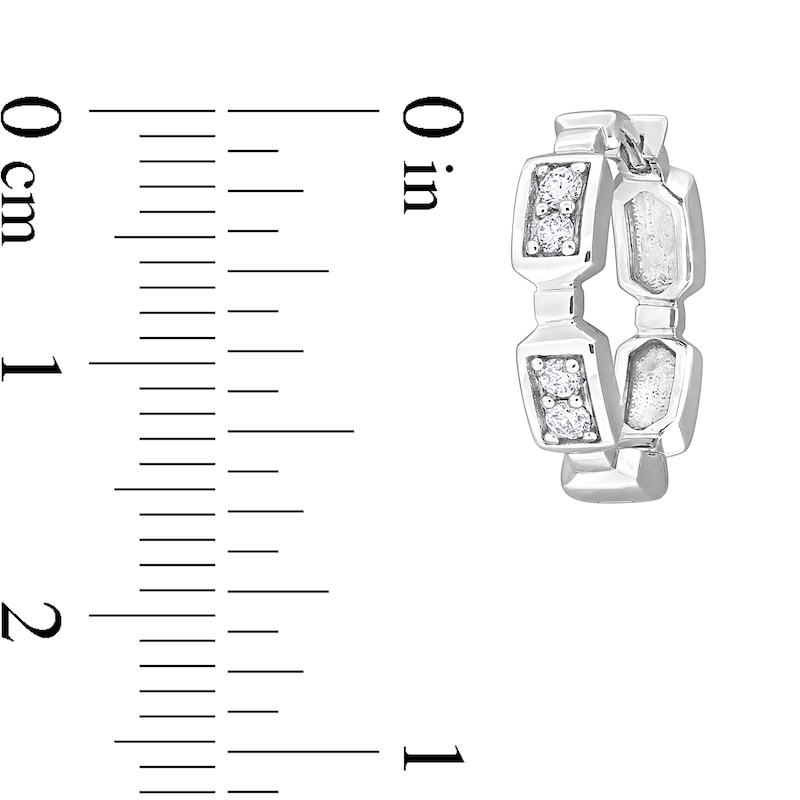 Main Image 2 of Eternally Bonded Men's 0.16 CT. T.W. Diamond Endless Bottle with Cap 12.0mm Hoop Earrings in 14K White Gold