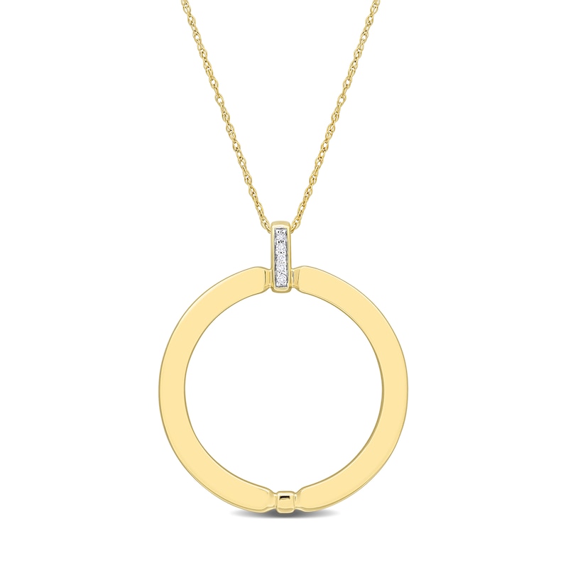 Main Image 1 of Eternally Bonded Men's Diamond Accent Bail Circle Pendant in 14K Gold