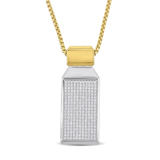 Eternally Bonded Men's CT. T.W. Diamond Rectangle Bottle with Cap Pendant in 14K Two-Tone Gold