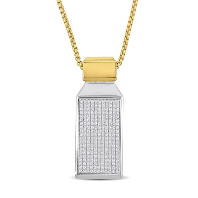 Eternally Bonded Men's CT. T.W. Diamond Rectangle Bottle with Cap Pendant in 14K Two-Tone Gold