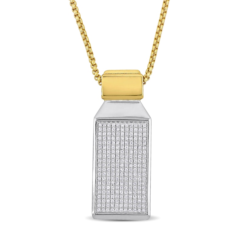 Eternally Bonded Men's CT. T.W. Diamond Rectangle Bottle with Cap Pendant in 14K Two-Tone Gold|Peoples Jewellers