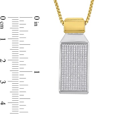 Eternally Bonded Men's CT. T.W. Diamond Rectangle Bottle with Cap Pendant in 14K Two-Tone Gold
