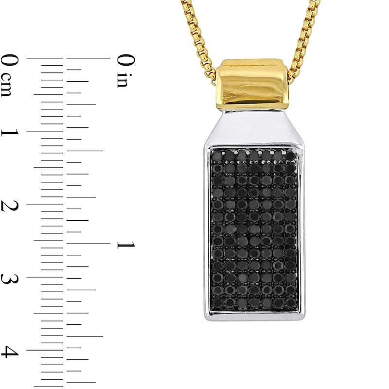 Main Image 2 of Eternally Bonded Men's 1.45 CT. T.W. Black Diamond Rectangle Bottle with Cap Pendant in 14K Two-Tone Gold