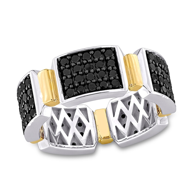 Eternally Bonded Men's 1.50 CT. T.W. Black Diamond Collar Station Band in 14K Two-Tone Gold|Peoples Jewellers