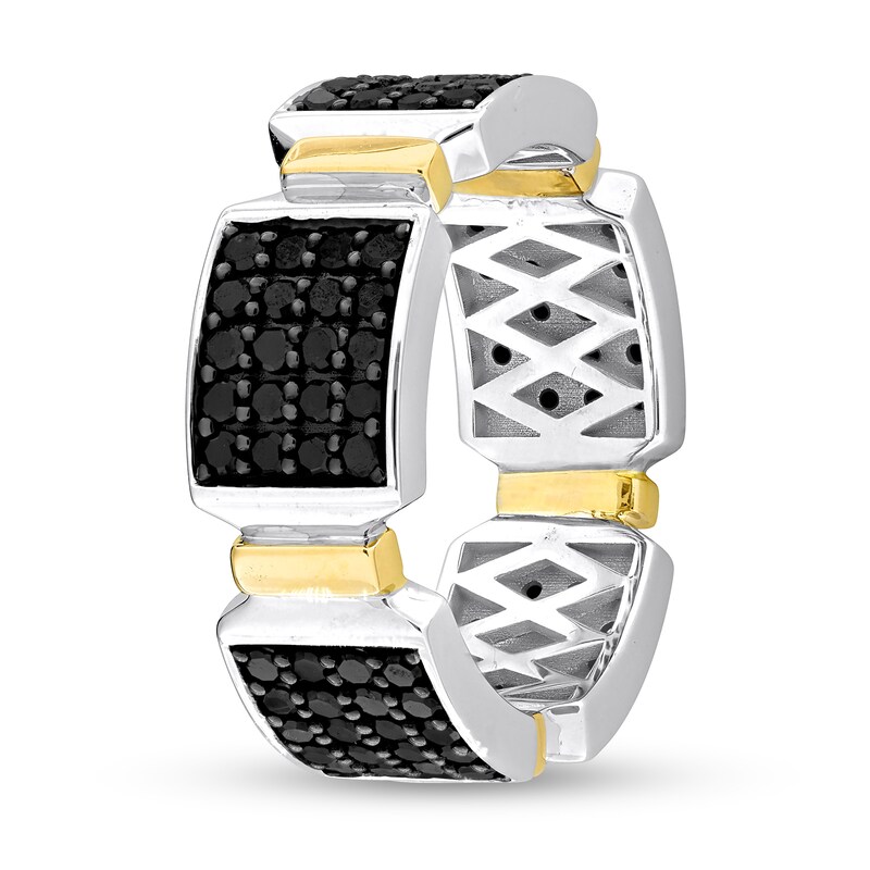 Eternally Bonded Men's 1.50 CT. T.W. Black Diamond Collar Station Band in 14K Two-Tone Gold|Peoples Jewellers