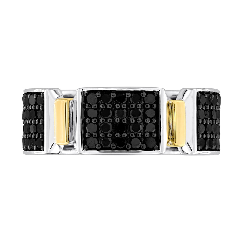 Eternally Bonded Men's 1.50 CT. T.W. Black Diamond Collar Station Band in 14K Two-Tone Gold