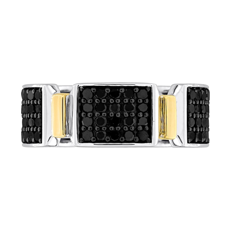 Eternally Bonded Men's 1.50 CT. T.W. Black Diamond Collar Station Band in 14K Two-Tone Gold|Peoples Jewellers