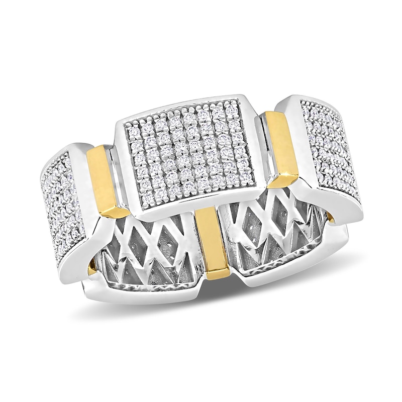 Main Image 1 of Eternally Bonded Men's 0.96 CT. T.W. Diamond Collar Station Band in 14K Two-Tone Gold