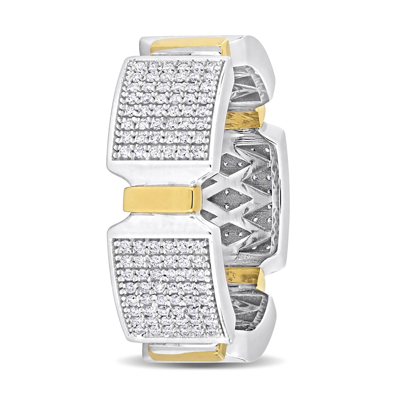 Main Image 2 of Eternally Bonded Men's 0.96 CT. T.W. Diamond Collar Station Band in 14K Two-Tone Gold