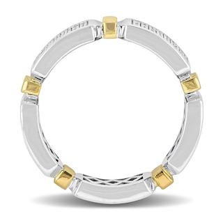 Eternally Bonded Men's 0.96 CT. T.W. Diamond Collar Station Band in 14K Two-Tone Gold