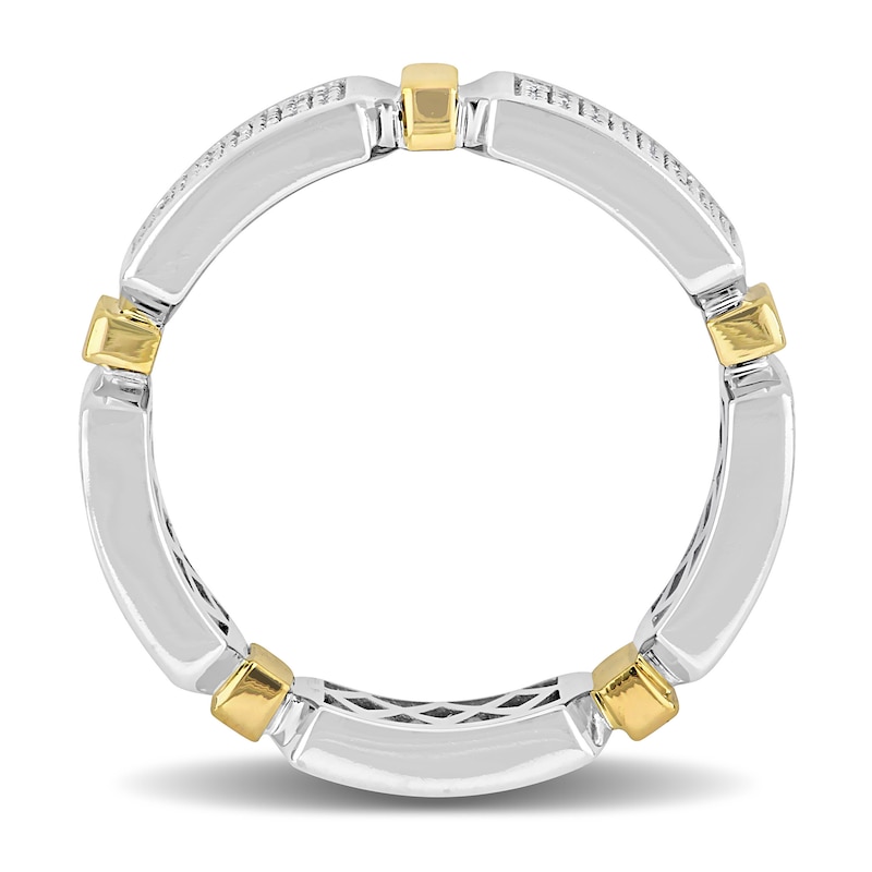 Main Image 3 of Eternally Bonded Men's 0.96 CT. T.W. Diamond Collar Station Band in 14K Two-Tone Gold