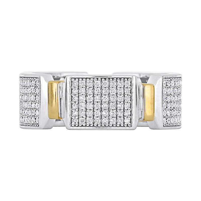 Main Image 4 of Eternally Bonded Men's 0.96 CT. T.W. Diamond Collar Station Band in 14K Two-Tone Gold