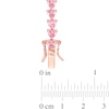 5.0mm Heart-Shaped Pink Lab-Created Sapphire Sideways Line Bracelet in Sterling Silver with Rose Gold Flash Plate - 7.5"
