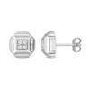 Thumbnail Image 1 of Eternally Bonded Men's 0.19 CT. T.W. Diamond Tiered Square Stud Earrings in Sterling Silver