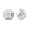 Thumbnail Image 2 of Eternally Bonded Men's 0.19 CT. T.W. Diamond Tiered Square Stud Earrings in Sterling Silver
