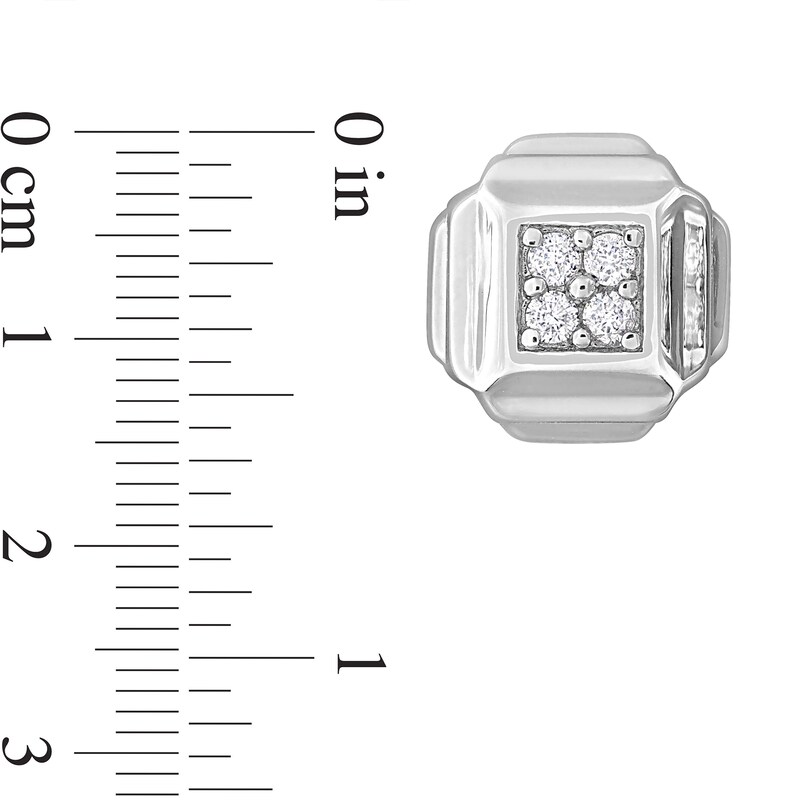 Main Image 3 of Eternally Bonded Men's 0.19 CT. T.W. Diamond Tiered Square Stud Earrings in Sterling Silver
