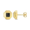 Thumbnail Image 1 of Eternally Bonded Men's 0.19 CT. T.W. Black Diamond Tiered Square Stud Earrings in Sterling Silver with Yellow Flash Plate