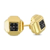 Thumbnail Image 2 of Eternally Bonded Men's 0.19 CT. T.W. Black Diamond Tiered Square Stud Earrings in Sterling Silver with Yellow Flash Plate