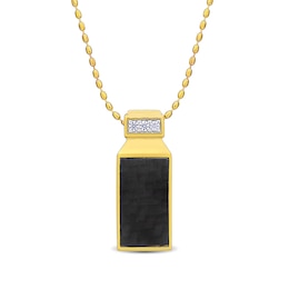 Eternally Bonded Men's White Lab-Created Sapphire Bottle Pendant with Carbon Fibre Inlay in Sterling Silver with Yellow Flash Plate