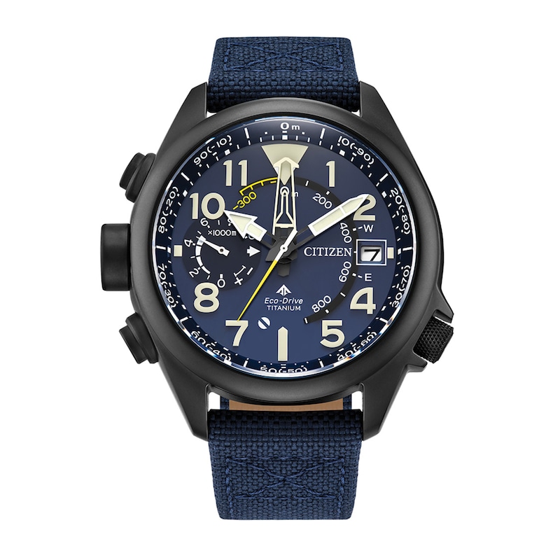 Men's Citizen Eco-Drive Promaster Dive Dark Blue Super Titanium Strap Watch with Blue Dial (Model: BN4065-07L)