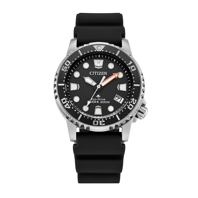 Ladies' Citizen Eco-Drive Promaster Dive Black Rubber Strap Watch with Black Dial (Model: EO2020-08E)