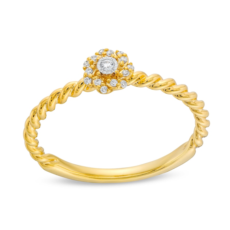 Circle of Gratitude® Collection 0.05 CT. T.W. Diamond Braided Frame Ring in 10K Gold|Peoples Jewellers