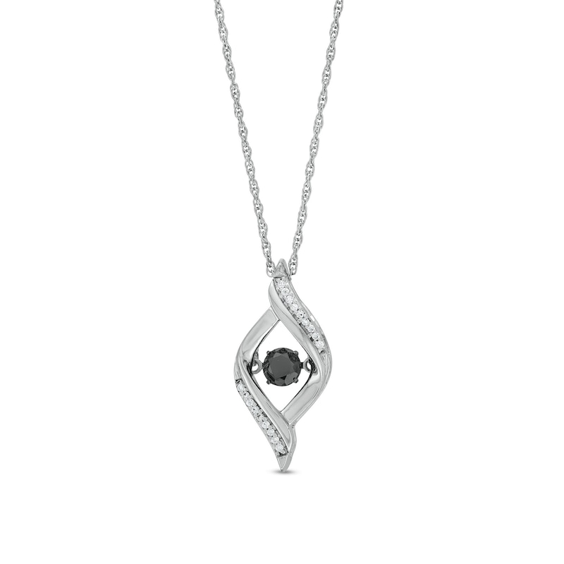 Main Image 1 of Unstoppable Love™ 0.25 CT. T.W. Black and White Diamond Open Flame Pendant in Sterling Silver