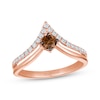 Thumbnail Image 0 of Le Vian® 0.40 CT. T.W. Chocolate Diamond® and Nude Diamond™ Deep Chevron Ring in 14K Strawberry Gold™