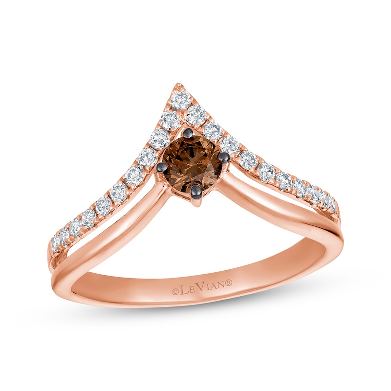 Le Vian® 0.40 CT. T.W. Chocolate Diamond® and Nude Diamond™ Deep Chevron Ring in 14K Strawberry Gold™