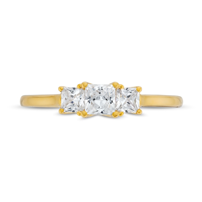 0.50 CT. T.W. Princess-Cut Certified Lab-Created Diamond Past Present Future® Engagement Ring in 14K Gold (F/SI2)