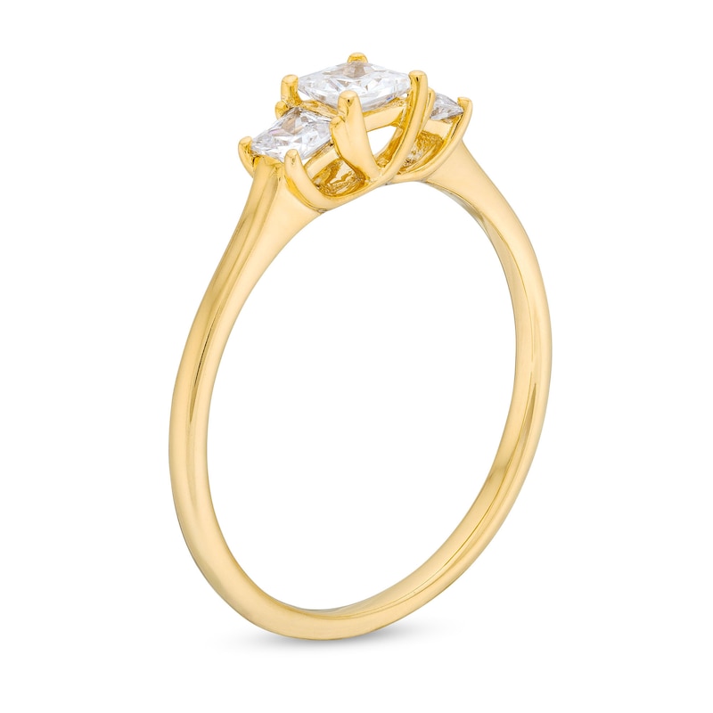 0.50 CT. T.W. Princess-Cut Certified Lab-Grown Diamond Past Present Future® Engagement Ring in 14K Gold (F/SI2