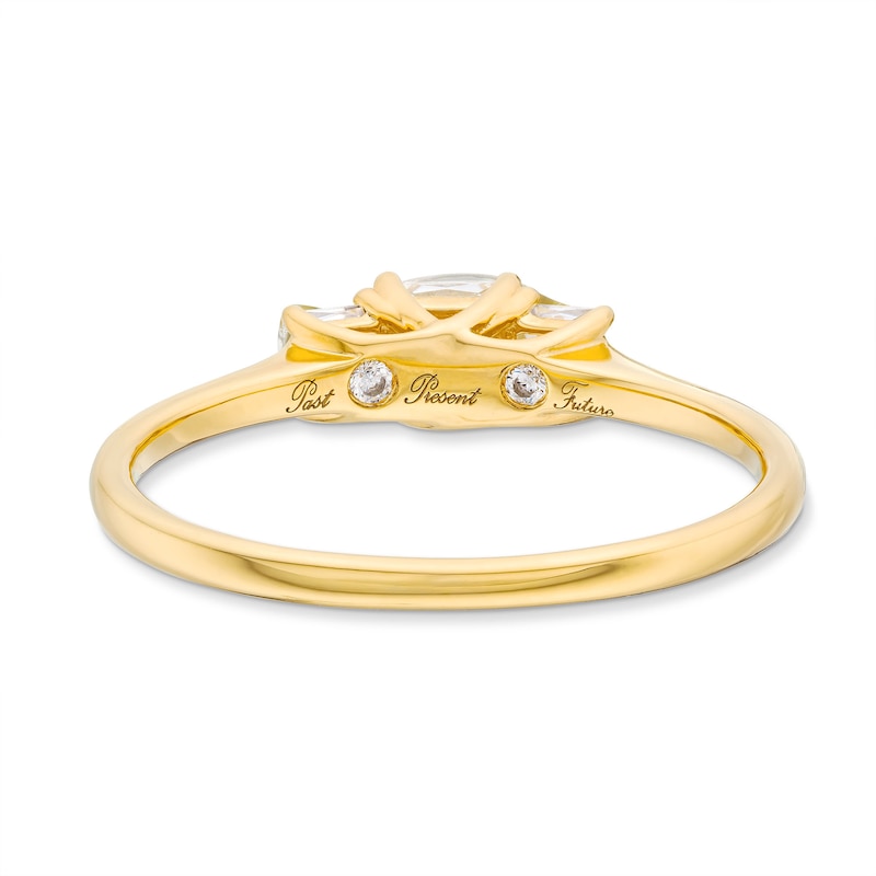 0.50 CT. T.W. Princess-Cut Certified Lab-Created Diamond Past Present Future® Engagement Ring in 14K Gold (F/SI2)