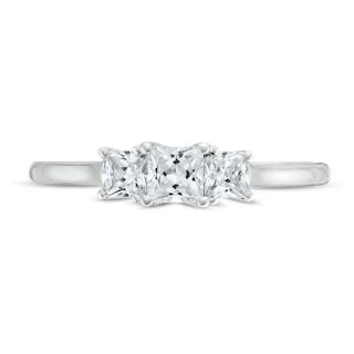 0.50 CT. T.W. Princess-Cut Certified Lab-Created Diamond Past Present Future® Engagement Ring in 14K White Gold (F/SI2)