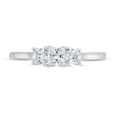 0.50 CT. T.W. Princess-Cut Certified Lab-Created Diamond Past Present Future® Engagement Ring in 14K White Gold (F/SI2)