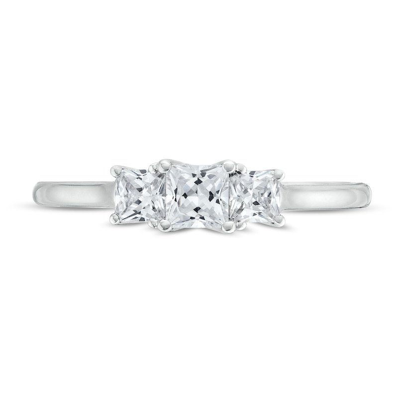0.50 CT. T.W. Princess-Cut Certified Lab-Created Diamond Past Present Future® Engagement Ring in 14K White Gold (F/SI2)