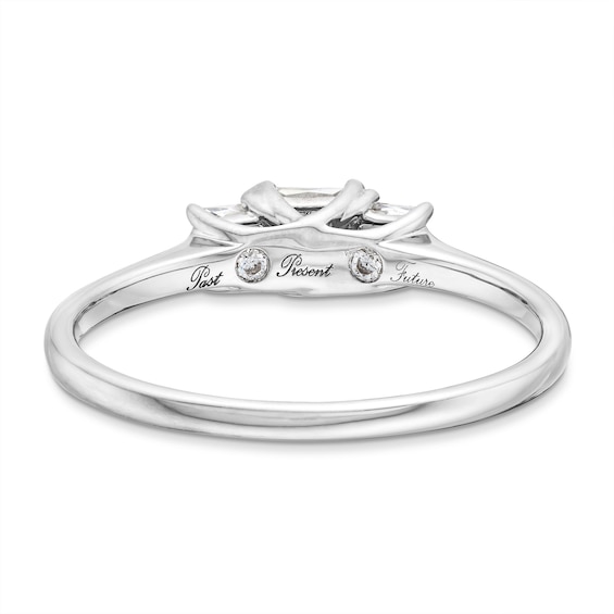 0.50 CT. T.W. Princess-Cut Certified Lab-Created Diamond Past Present Future® Engagement Ring in 14K White Gold (F/SI2)