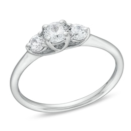 0.50 CT. T.W. Certified Lab-Created Diamond Past Present Future® Engagement Ring in 14K White Gold (F/SI2)